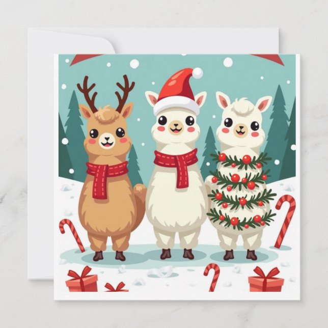 Carte Parade de lamas de Noël  (Devant)