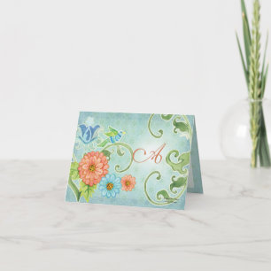 Carte Paradise Inséparables Moderne Floral Swirl Damask