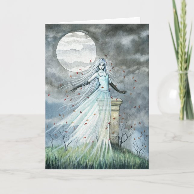 Carte paranormale gothique de Halloween de fantôme (Devant)