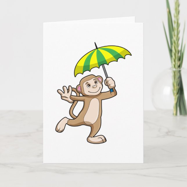 Carte Parapluie de pluie de singe (Devant)