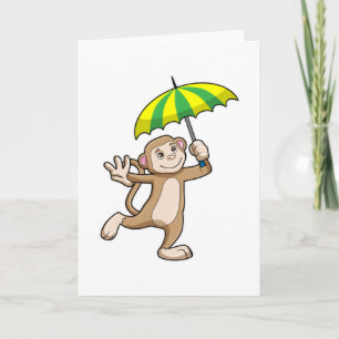 Carte Parapluie de pluie de singes