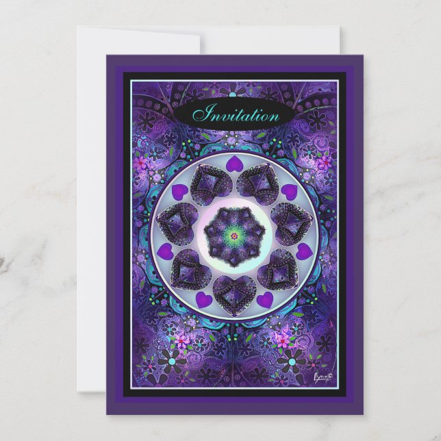 Carte Parapluie violet & coeurs .7 (Devant)