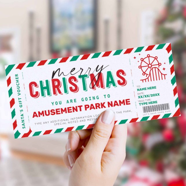 Carte Parc d'attractions de Noël Theme Park Billet cadea (Créateur téléchargé)