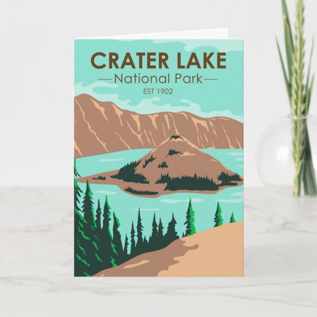 Carte Parc national du lac Crater Oregon Vintage (Devant)
