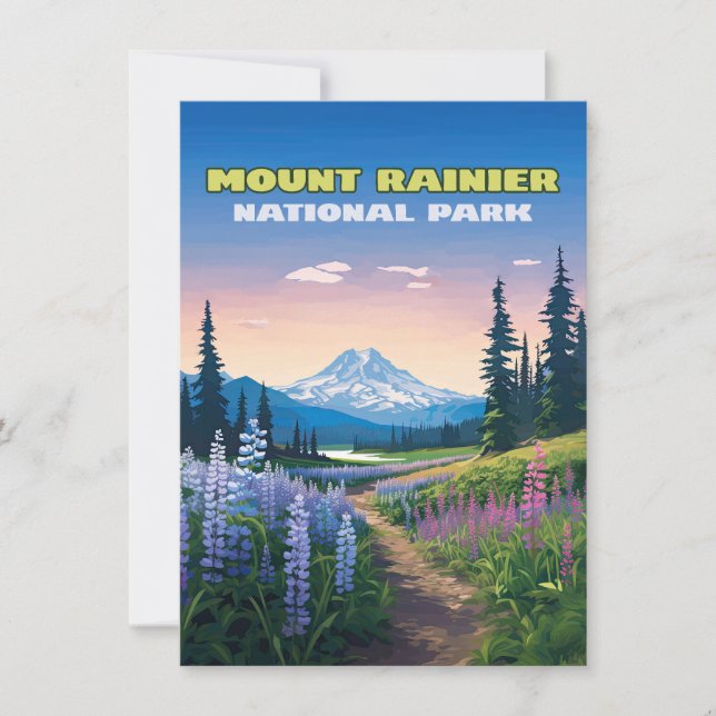 Carte Parc national du Mont Rainier Washington Retro (Devant)