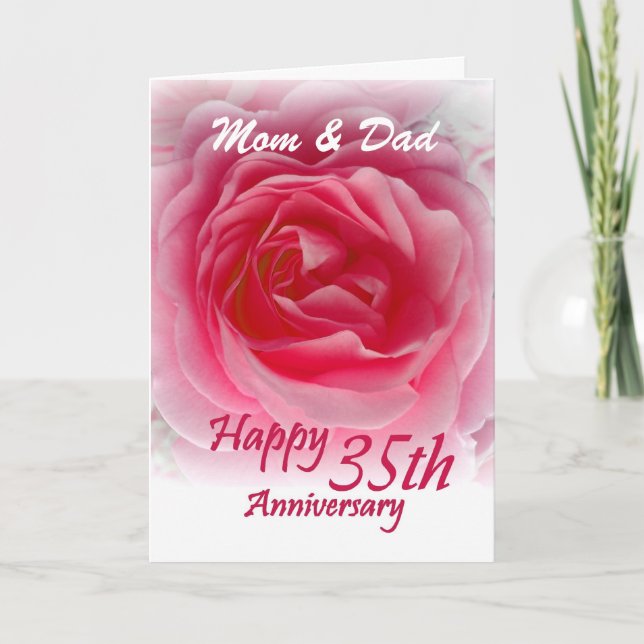 Carte PARENTS - 35e anniversaire de mariage avec rose ro (Devant)