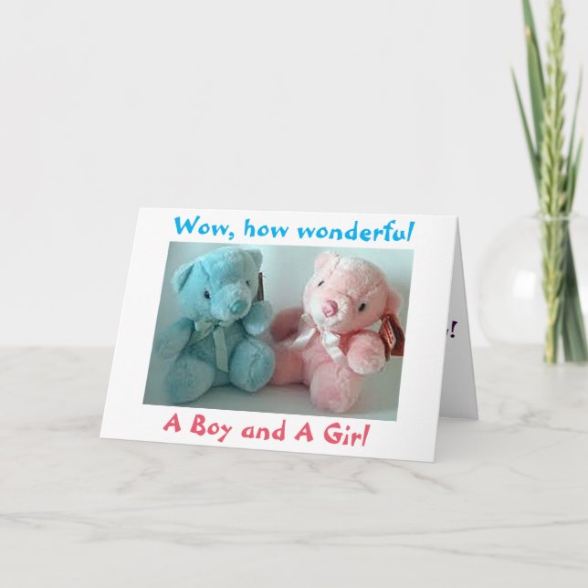 CARTE PARENTS DE TWIN GARÇON/TWIN GIRL FÉLICITATIONS (Devant)