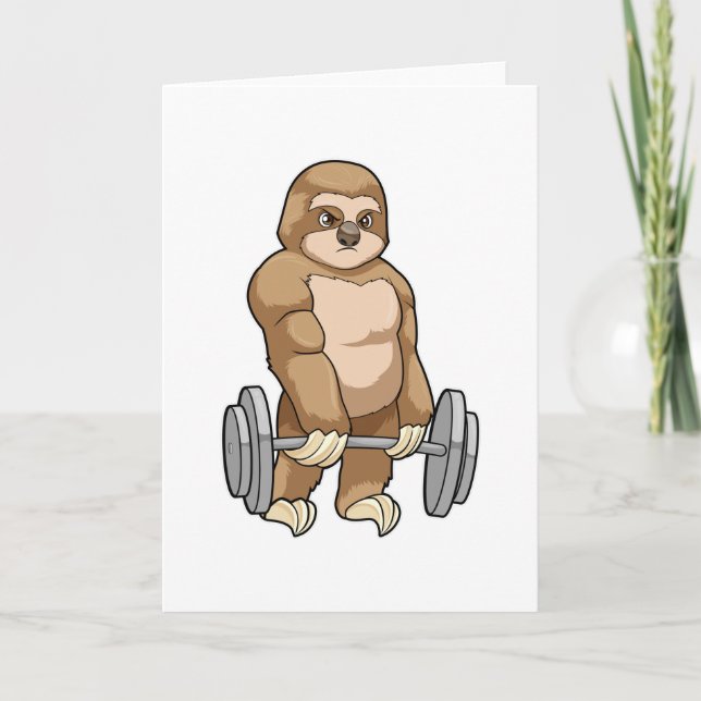 Carte Paresseux à la musculation avec haltère (Devant)