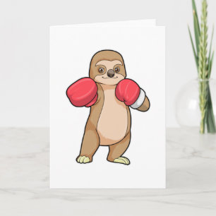 Carte Paresseux en boxeur avec gants de boxe