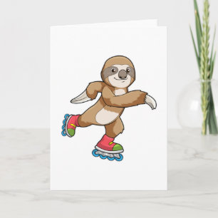 Carte Paresseux en patineur avec des rollers en ligne
