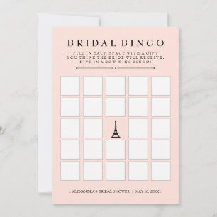Carte Paris Elegance Bride Bingo Fête des mariées Jeu