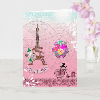 Carte Paris Inspired Birthday Card
