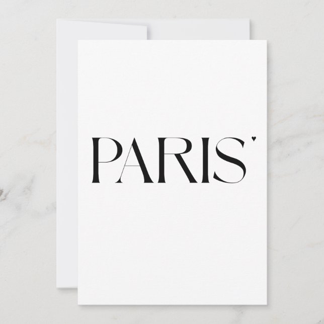 Carte Paris - minimalistic typography card (Devant)