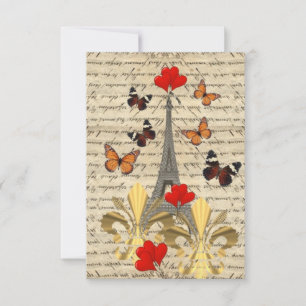 Carte Paris vintage & papillons