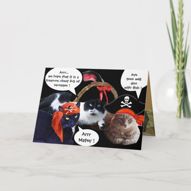 CARTE PARLER DE CHATS DE PIRATES, PIRATES ANCIENNES CART (Devant)
