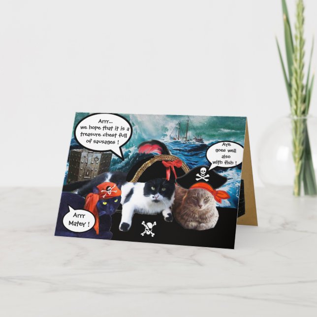 CARTE PARLER DE CHATS DE PIRATES, PIRATES ANCIENNES CART (Devant)