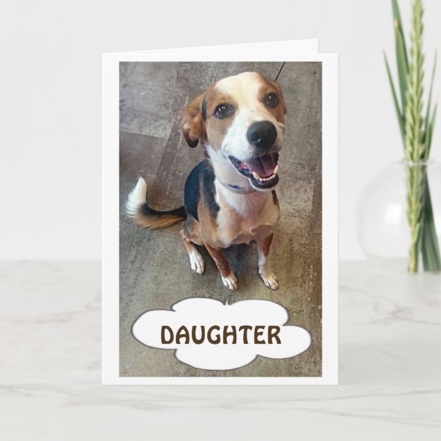 CARTE PARLER DE CHIEN POUR NOTRE FILLE À L'ANNIVERSAIRE (Devant)