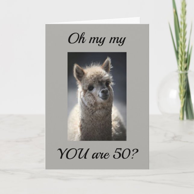 Carte **PARLER DE LAMA** SALUER" POUR "50ème" ANNIVERSAI (Devant)