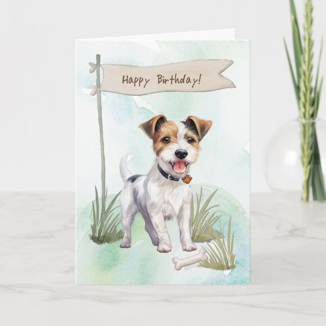 Carte Parson Russell Terrier Chien sous signe d'annivers (Devant)