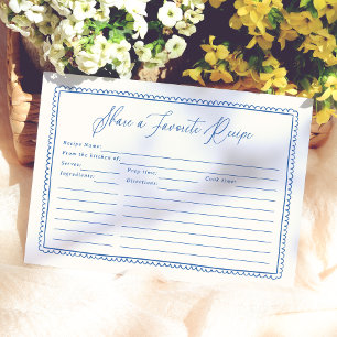Carte Partagez une Recette Mariage Champêtre Dessinée à