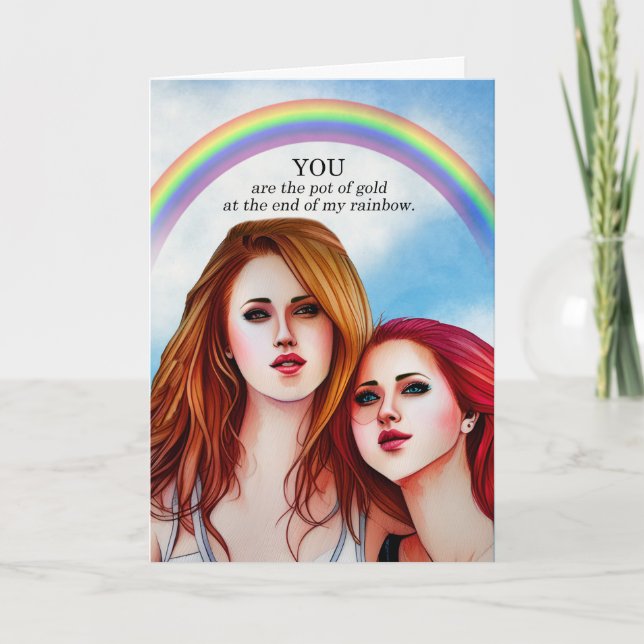 Carte Partenaire Anny Lesbian Couple Pot Gold Rainbow (Devant)