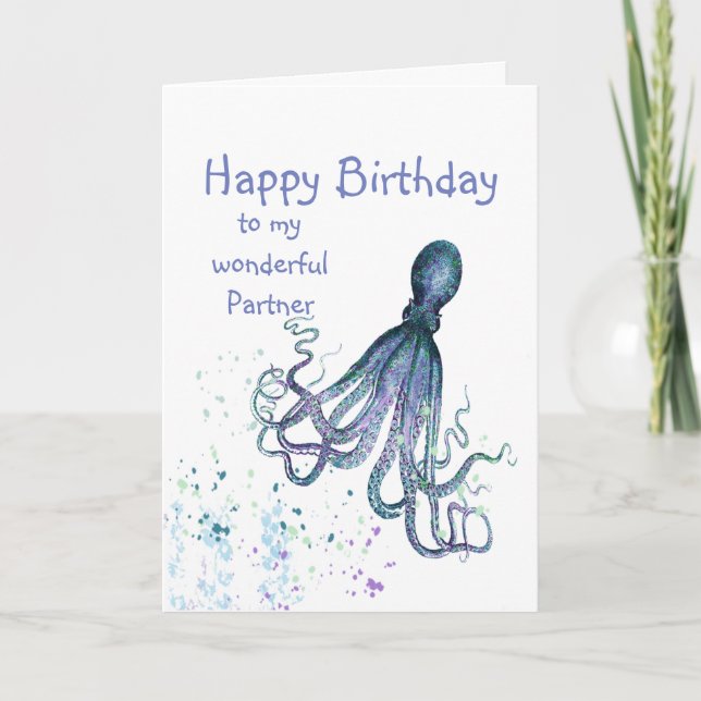 Carte Partenaire d'anniversaire Amour Fun Tentaculaire (Devant)