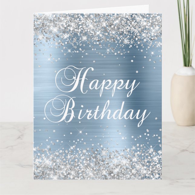 Carte Parties scintillant Argent Bleu clair Pile Big Joy (Devant)