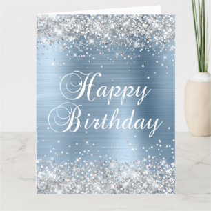 Carte Parties scintillant Argent Bleu clair Pile Big Joy