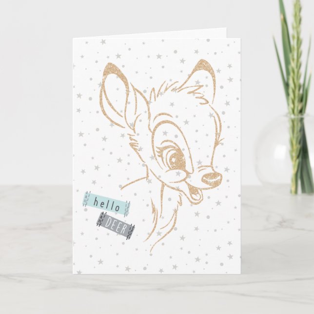 Carte Parties scintillant Bambi Outline - Hello Deer (Devant)