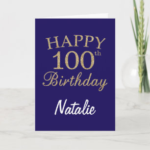 Carte Parties scintillant bleu et or Marine 100e Anniver