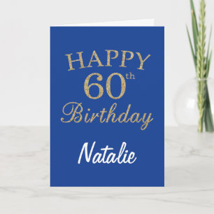 Carte Parties scintillant bleue et or 60e Anniversaire C