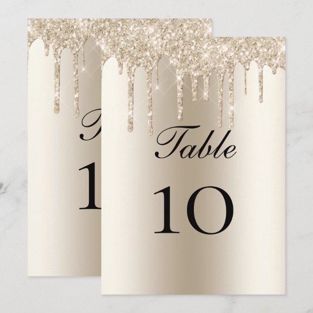 Carte Parties scintillant Champagne Drives Mariage Table (Devant / Derrière)