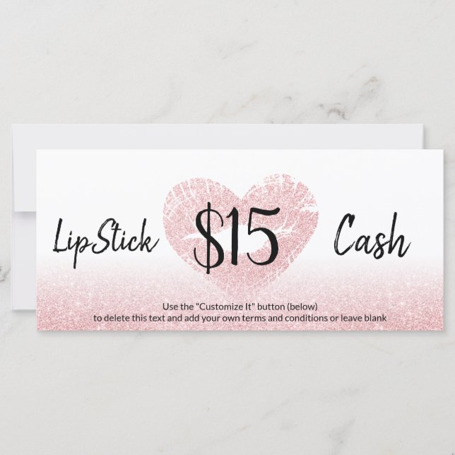 Carte Parties scintillant Coeur rose lèvres Maquillage A (Devant)