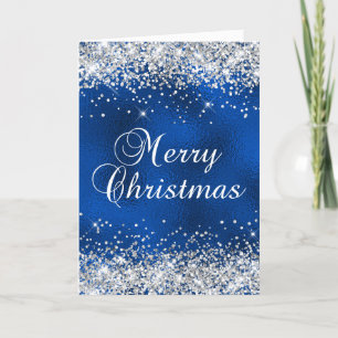 Carte Parties scintillant d'argent Bleu Phuile de verre 