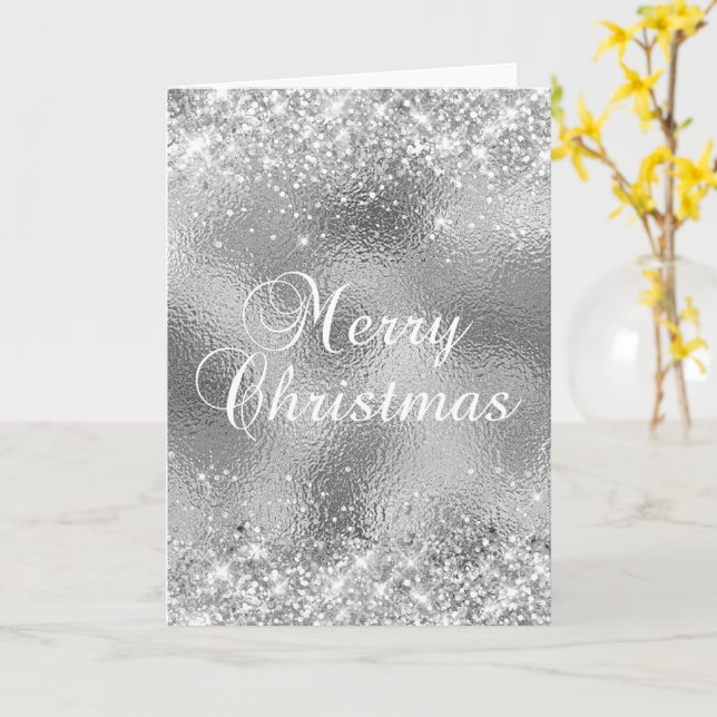 Carte Parties scintillant d'argent et huile de verre Joy (Fleur jaune)