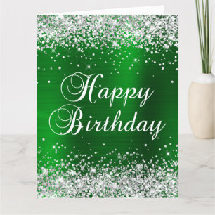 Carte Parties scintillant d'argent Green Foil Gros anniv