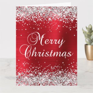 Carte Parties scintillant d'argent Red Foil Big Joyeux N