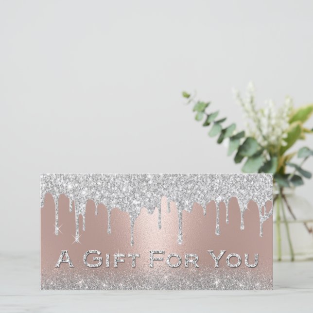Carte Parties scintillant d'argent Rose certificats cade (Debout devant)