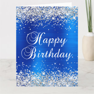 Carte Parties scintillant d'argent Royal Blue Big Joyeux