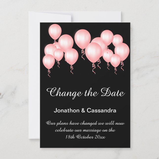 Carte Parties scintillant DE BALLON NOIR ROSE AMUSANT MO (Devant)