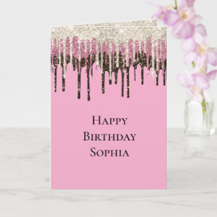 Carte Parties scintillant de crème glacée rose Chocolat,
