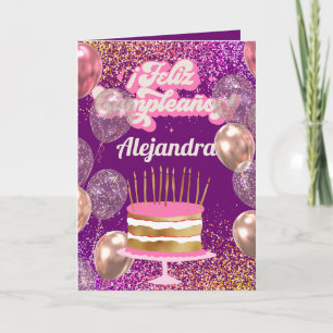 Carte Parties scintillant de gâteau espagnol Ballons tra