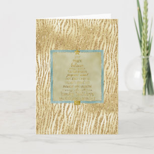 Carte Parties scintillant de glam or Zebra Christmas Tre