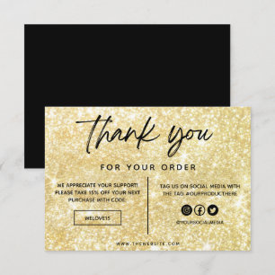 Carte Parties scintillant de Merci Or Faux