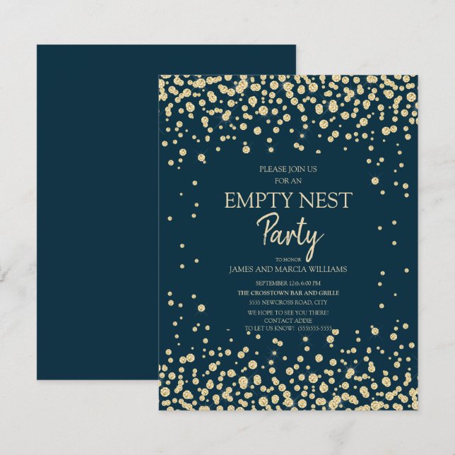 Carte Parties scintillant Diamond Or de la marine Partie (Devant / Derrière)