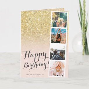 Carte parties scintillant d'or chic girly à l'ombre d'an