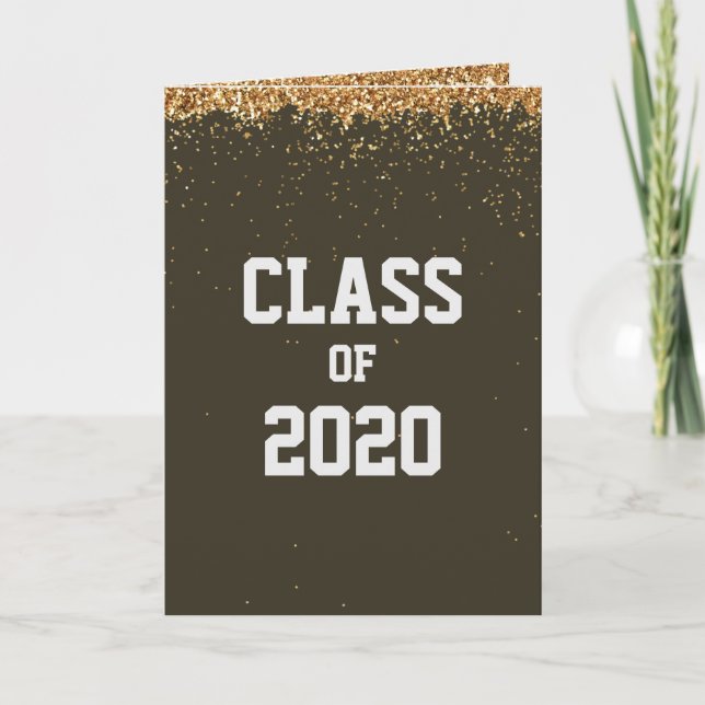 Carte Parties scintillant d'or Classe de diplôme (Devant)