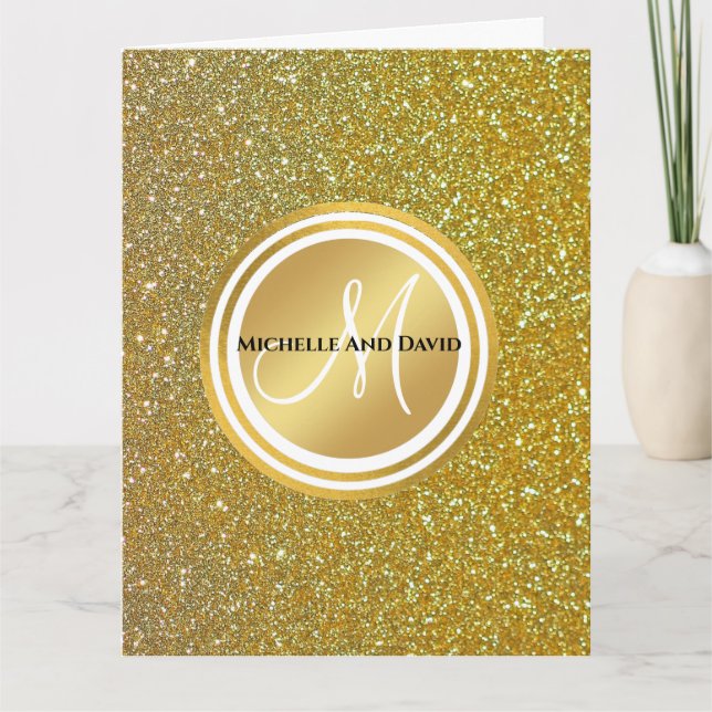Carte Parties scintillant d'or et Monogramme noir étince (Devant)