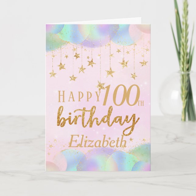 Carte Parties scintillant d'or glamour 100e anniversaire (Devant)