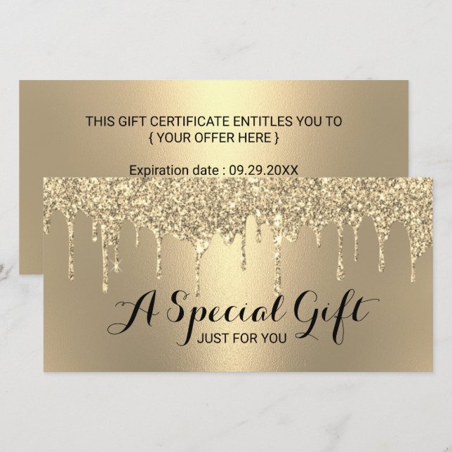 Carte Parties scintillant d'or moderne  certificats-cade (Devant / Derrière)